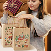 8Pcs 8 Styles Christmas Theme Printed Kraft Paper Bags with Handles ABAG-TA0001-59-8