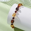 Natural Amber & Brass Beaded Bracelets for Women BJEW-JB13664-2