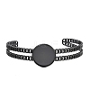 304 Stainless Steel Blank Cuff Bangle Bases with Flat Round Tray SA-CBA82C8-05B-EB-2
