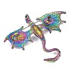 Dragon Alloy Rhinestone Lapel Pins for Backpack Clothes JEWB-G043-01C-2