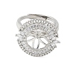 Flat Round Brass Micro Pave Cubic Zirconia Adjustable Ring Settings KK-K297-06P-2