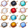SUNNYCLUE 24Pcs 12 Colors Faceted Glass Connector Charms GLAA-SC0001-90-1
