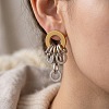 Two Tone 304 Stainless Steel Stud Dangle Earrings for Women WG3EDAB-01-2