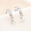 304 Stainless Steel Pave Single Cubic Zirconia Stud Earrings for Women SA-CBAB549-05P-1