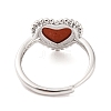 Heart Natural Gemstone Adjustable Rings RJEW-Q817-05P-4