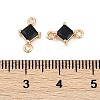 Brass Pave Glass Rhombus Links Connector Charms GLAA-Q088-001H-3