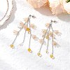Acrylic Flower Tassel Stud Earrings EJEW-TA00648-03-1