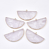 Electroplate Natural Quartz Crystal Semi Circle Pendants G-S344-43F-1