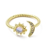 Brass Micro Pave Clear Cubic Zirconia Open Cuff Rings for Women LS-RJEW-S402-03G-2