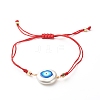 3D Printed Evil Eye ABS Plastic Imitation Pearl Braided Bead Bracelets BJEW-JB06672-01-1