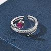 Brass Micro Pave Cubic Zirconia Cuff Open Rings for Women RJEW-L343-05P-01-2