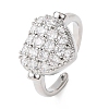 Brass Micro Pave Cubic Zirconia Cuff Open Rings RJEW-C153-02P-4