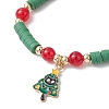 4Pcs Christmas Theme Handmade Polymer Clay Beads Stretch Bracelet Sets for Women BJEW-JB12113-4
