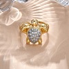 Brass Micro Pave Clear Cubic Zirconia Cuff Finger Rings for Women RJEW-C116-15G-3