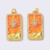 Rack Plating Brass Micro Pave Clear Cubic Zirconia Pendants KK-D073-24G-03-1