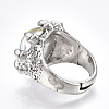 Adjustable Alloy Glass Finger Rings RJEW-T006-03D-3