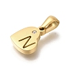 304 Stainless Steel Heart Pendants with Rhinestone STAS-Z103-01G-14-2