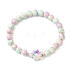 6Pcs 6 Colors Baking Paint Synthetic Turquoise Round & Tortoise Beads Stretch Bracelets for Men Women BJEW-JB12340-4