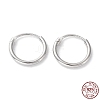 Rhodium Plated 925 Sterling Silver Huggie Hoop Earrings EJEW-K258-02A-P-1