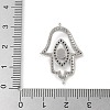 Brass Micro Pave Cleear & Black Cubic Zirconia Evil Eye Hamsa Hand Connector Charms KK-C086-15A-P01-3