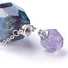 Natural Fluorite Openable Perfume Bottle Pendant Necklaces NJEW-G325-03P-3