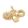 Brass Micro Pave Clear Cubic Zirconia European Dangle Charms KK-D502-13C-G-2