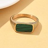 316L Stainless Steel Natural Malachite Finger Rings for Women RJEW-U054-02C-01G-2