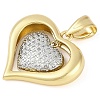 Rack Plating Heart Brass Micro Pave Clear Cubic Zirconia Pendants KK-P287-48A-GP-2