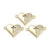 Rack Plating Brass Micro Pave Cubic Zirconia Heart with Hollow Cross Links onnector Charms KK-Z064-39G-1