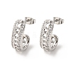 Brass Micro Pave Clear Cubic Zirconia Stud Earrings EJEW-B153-15P-4