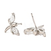 Dragonfly Platinum Brass Stud Earrings EJEW-L270-09P-01-2