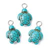 Dyed Synthetic Turquoise Pendants PALLOY-JF02924-01-1