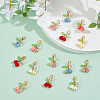 20Pcs 5 Colors Rose Butterfly Resin Pendant Decoration HJEW-GO00218-4