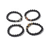 Oil Diffuser Yoga Natural Tourmaline & Natural Lava Rock Beads Stretch Bracelet for Girl Women BJEW-JB06800-1