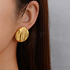 Stylish Stainless Steel Flat Round Striped Button Stud Earrings NI1376-1