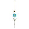 Alloy Enamel Bee & Glass Flower Crystal Suncatcher HJEW-TA00475-04-1