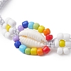 Cowrie Shell & Glass Seed Braided Bead Bracelets BJEW-JB11081-01-3