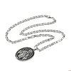 Religion 201 Stainless Steel Enamel Black Oval with Virgin Mary Pendant Necklaces NJEW-C104-02B-2