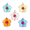 Transparent Acrylic & Glass Flower Connector Charms PALLOY-JF03720-1