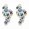 Printed Light Gold Tone Alloy Pendants ENAM-N056-210F-2