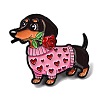 Dachshund in Heart Sweater with Rose Flower Enamel Pins JEWB-Z049-03EB-02-1