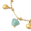 Summer Beach Nuggets Natural Amazonite & Ion Plating(IP) 304 Stainless Steel Charm Bracelets for Women Men BJEW-P326-05C-G-3