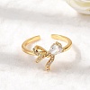 Brass Pave Clear Cubic Zirconia Cuff Rings RJEW-P173-01G-01-1