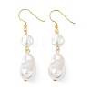 Electroplated 304 Stainless Steel Imitation Pearl Nuggets Dangle Earrings EJEW-Z129-08G-4