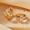 Elegant Cross Brass Pave Clear Cubic Zirconia Hoop Earrings HU5672-2-1