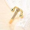 Brass Micro Pave Cubic Zirconia Cuff Rings RJEW-D308-03G-D-2