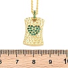Brass Micro Pave Cubic Zirconia Rectangle with Heart Pendant Adjustable Slider Necklaces KK-CBA4547-08G-02-4