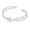 Star Zinc Alloy Hollow Open Cuff Bangles for Women BJEW-L688-01P-2