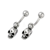 Skull 316 Surgical Stainless Steel Dangle Belly Button Rings EJEW-G416-05AS-4