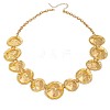 Alloy Textured Disc Link Bib Necklaces for Women WG63054-01-5